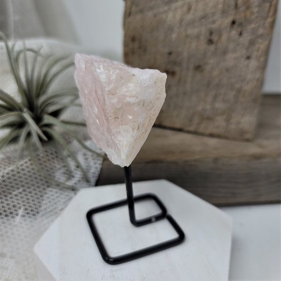 Genuine Rose Quartz Specimen on Metal Base - Picture 4 of 7